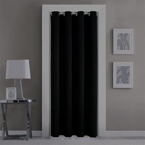 GYROHOME Rideaux occultants à œillets de Couleur Unie pour Porte et fenêtre, Noir, 100 x 200 cm