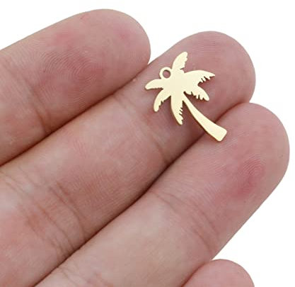 Kigauru pendant 5pcs/lot 14x17mm Pendant Palm Tree Tree Stainless Steel Coconut Palms Charm Pendants for Jewelry Making Coconut Tree Pendants Jewellery-Making (Color : Gold)