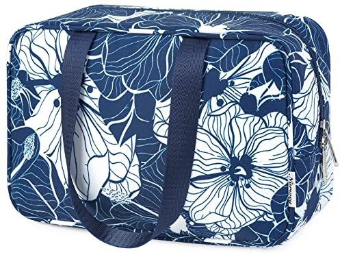 Narwey Trousse de Toilette Voyage Grande Trousse Maquillage Organisateur Accessoires Sac de Toilette Trousse Toilette Hommes Femmes (Lotus Bleu)