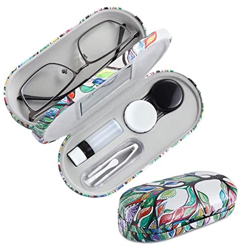AITIME Kontaktlinsenbehälter Kontaktlinsenbehälter Kit 2 in 1 Doppelseitiges Tragbares Kontaktlinsenetui und Brillenetui mit Marmorierung Multifunktions Langlebig Kompakt Tragbares Aufbewahrungsset