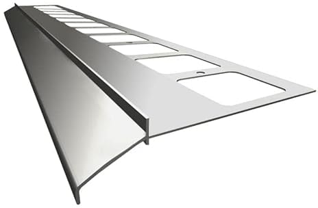 Renoplast® Profilé D'égout en Aluminium K100 200cm Gris | Finition de Terrasse | Sols Carrelés sur Mortier-colle| Systèmes D'évacuation D'eau Profilé D'angle Protection Anticorrosion Profilé de Balcon