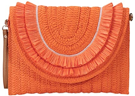 Bolsos de paja de rafia, bolso de mano tejido, bolso de paja para verano, playa, bolsas cruzadas para mujer, bolsas de paja para mujer, bolsa de rafia, bolso de mano, color naranja