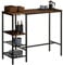 CARO-Möbel Bartisch NELAS im Industrial Stil aus Metall in schwarz und MDF/Spanplatte in Vintage Optik, Konsolentisch Vintage Industrial Style mit 3 Ablagen und 2 Weinglashalter