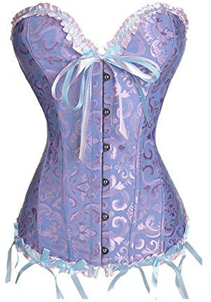 Edhomenn Women's Plus Size Corset Gothic Lingerie Satin Lace up Boned Overbust Bustier Waist Cincher Body Shaping Retro Bustier (02 Purple, S)