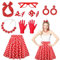 Rockabilly Accessoires Damen,8 Stück 50er Jahre Rockabilly Kostüm Accessoires,mit Bandana Ohrringe Ohrstecker Halskette Handschuhe Brille Polka Dot Rock,Karneval,Halloween,Fasching,Mottoparty.