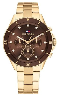 Tommy Hilfiger Multi Zifferblatt Quarz Uhr für Damen mit Goldfarben Edelstahlarmband - 1782709