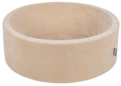KiddyMoon Bällebad 90X30cm/KEINE Bälle Bällepool Ohne Bälle Für Babys Kinder Rund, Sandbeige