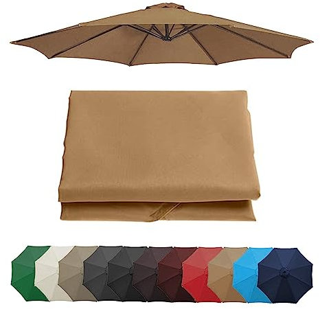 Auvent De Remplacement Pour Parasol 2m/2,7m/3m, 6 Baleines/8 Baleines Toile De Rechange Pour Parasol Déporté, Housse De Rechange Pour Parasol De Jardin Terrasse Plage (auvent Seulement) ( Color : Khak