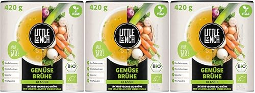 Little Lunch Gemüsebrühe Bio | Gemüsebrühe Klassik | 100 Prozent Bio-Qualität | Veggie | Ohne zugesetzten Zucker | Ohne Geschmacksverstärker | Ohne Hefe | Ohne Palmfett | Ohne künstliche Zusätze|420g