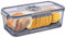 Mini Bread Bin with Lid & Vacuum Air Valve, Time Recording Airtight Bread Box for Kitchen Counter, Plastic Fridge Keeper Storage Container for Homemade Loaf Toast Bagel Donut Cookies Bun Sandwich Grey