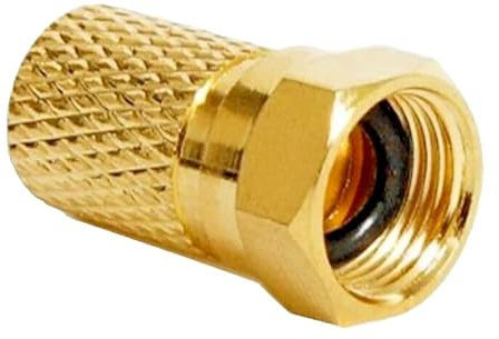 Trendsky 100 Stück Vergoldet F-Stecker 7mm mit Dichtungsring für Sat Kabel Koaxialkabel Antennenkabel Satellitenkabel