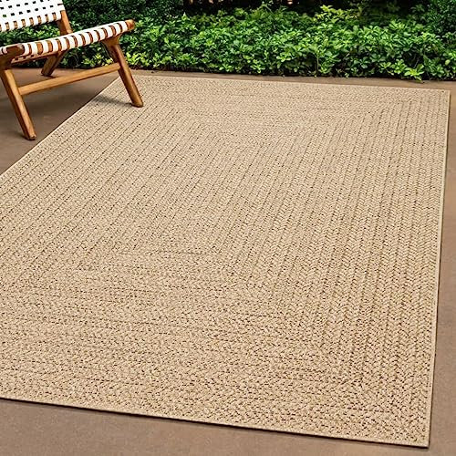 Willood Teppich, Teppich für Wohnzimmer Garten Balkon Terrasse, Bodenmatte Läufer Rechteckig, Balkonteppich Terrassenteppich, 200x200cm Jute-Optik Indoor Outdoor