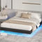 DICTAC Lit 180x200 cm avec LED, Cadre de lit 180x200 Double avec Sommier, Lit Capitonné avec Cachées Jambes,Lits Plate-Forme en avec Sommier à Lattes en Bois, Solide, Assemblage Facile,Noir Moderne