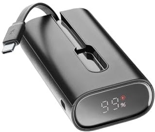 Cellularline - LIN-C - Powerbank 10000mAh - Cavo USB-C Integrato - USB-C port IN/OUT 20W PD - Nero