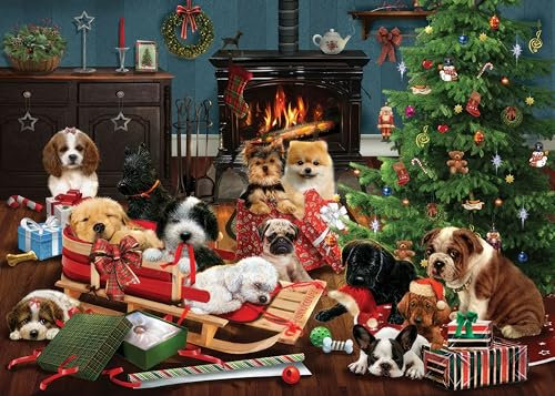 Weihnachtspuzzles für Erwachsene 1000 Teile Weihnachtshunde 27,56 x 19,69 Zoll Puzzles für Erwachsene Pädagogische Herausforderung 1000 Teile Puzzles