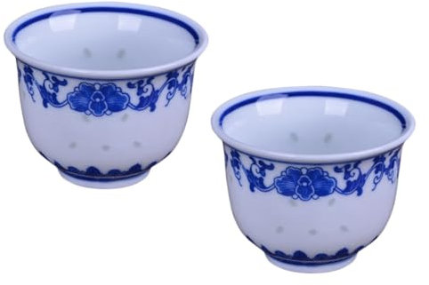 Cabilock 2 Juegos 2 Juegos De Tazas De Porcelana Azul Y Taza De Té De Porcelana Japonesa Tazas De Té De China Taza De Bandeja De Sopera Tazas De Té 2 piezas * 2