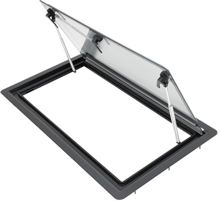 Finestra per camper 900 x 500 mm, finestra di esposizione, camper camper, finestra esterna con tenda avvolgibile e zanzariera integrata per camper