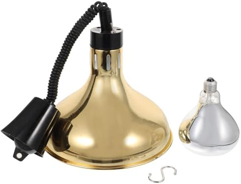 Cabilock Retractable Hanging Food Heat Lamp Titanium Color Single Head Buffet Warmer Lamp for Hotel Kitchen Food Warming and Heating