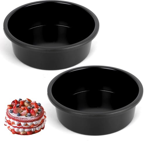 IVEOPPE Stampi da forno rotondi, 15 cm, rotondi, 2 pezzi di stampi da forno con stampo rotondo in acciaio inox con rivestimento antiaderente, adatti per torte, brownies, torte, lasagned, nero