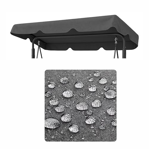 PillowPrim Wasserdicht Dach für Hollywoodschaukel - Hollywoodschaukel Dachbezug - 2-3 Sitzer, UV-Schutz Sonnendach, Gartenschaukel-Überdachung, Wasser- und staubdicht - 120x215 cm - Graphit