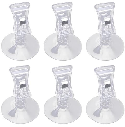 Fogbush Saugnäpfe Mit Haken, 6 Stück Saugnäpfe Für Glasplatten Saugnapf Mit Klemmen Für Fenster Aquarium Saughaken Lebensmittelklammern Glaswände Hausgebrauch Multifunktional Saugnapf Haken