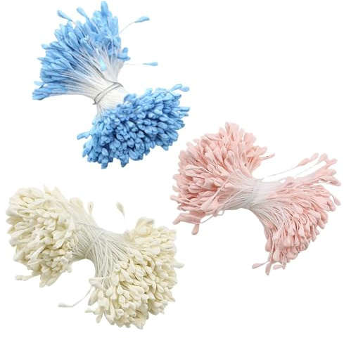 Lyivisk 1050 pièces ramoneurs pétales artificiels, perles à double tête, feuilles de tissu mates en jaune, blanc, rose idéal pour l'artisanat de fleurs, la décoration de projets de bricolage