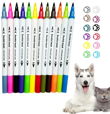Pet Nail Coloring Pen - 12 Colors Dog Safe Nail Polish,Long Lasting Coloring Tool Funny Colorful Animal Supplies for Outdoor Home Animal Grooming Birds