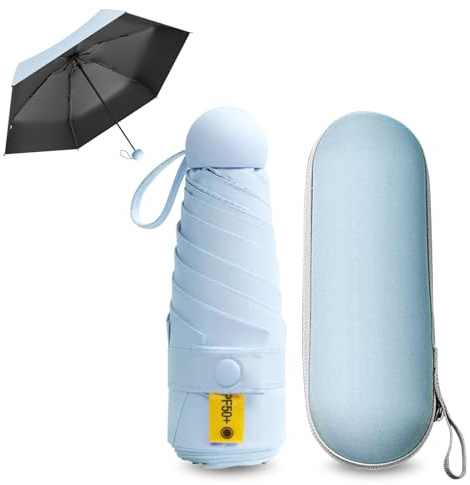 FANSEZQ Parapluie de Voyage Compact et Léger - Mini Parapluie Coupe-Vent Portable avec 8 Côtes pour Hommes et Femmes - Pliage Ultra Compact en Format Capsule