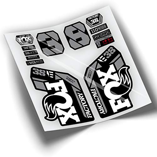 Ref: VP436 Aufkleber, kompatibel mit Fox 38 Gabel, Ebike Kashima 2021-2025, zweifarbig, MTB, Sticker, Aufkleber, Aufkleber für Mountainbikes, Weiß