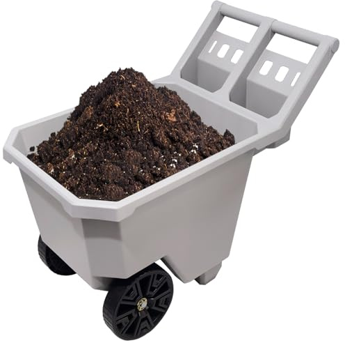 AAIN 2-Wheel Wheelbarrow, 300 LB Capacity Heavy Duty Yard Cart with 9 Maintenance-Free Solid Tires, Push/Pull Design, Durable Trash Cart for Outdoor Use - Grey
