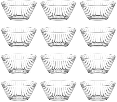 LAV Hestia Glass Snack Bowls - 10.5cm - Clear - 12x Small Kitchen Party Dessert Food Fruit Sweet Nibbles Serving Dip Sauce Tapas Dishes Set
