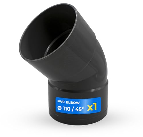 DOJA Barcelona Rohrbogen 45 Grad Ø110mm - Bogen PVC Evakuierung - Rohrbogen Einfache Montage, Verhindert Leckagen und Verschiedene Größen und Passend, verbinder 45° Winkel Weiblich