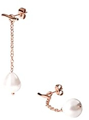 Purelei Tropfen Perlenohrringe – verstellbares 2-in-1 Design | Wellenförmige Ohrstecker mit abnehmbarer Kette & tropfenförmiger Muschelperle | Edelstahl & 14K/18K Vergoldung