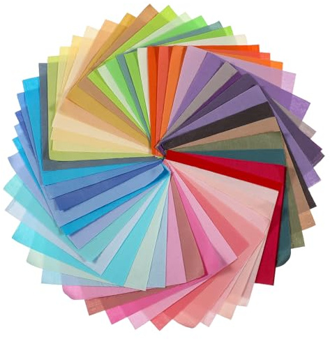 TIESOME 50 Stück Baumwollstoff Patchwork, 10cm x 10cm Einfarbige Stoff Bunte Stoff Paket Cotton Fabric Squares Stoffpakete Zum Nähen für Patchwork Quilten Nähen DIY Handwerk Nähmuster