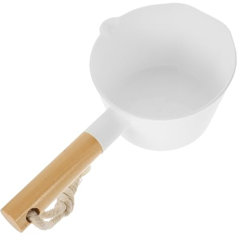 SECFOU Louche à Eau en Bois à Long Manche, Grosse Contenance, Polyvalente Cuisine, Salle de Bain et Sauna, Ustensile Cuisine Solide, Cuillère à Eau Ergonomique pour Usage Quotidien