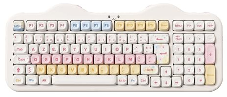 YUNZII C98 AZERTY Clavier Gamer Mécanique sans Fil Gâteaux (Beige, Milk V2) | Français 100 Touches PBT avec Pavé Numérique, Bluetooth/2.4G/USB-C Filaire, RGB, Montage Gasket, pour Windows/Mac
