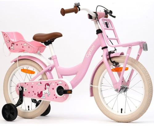 Cycloni Kinderfahrrad Jungen und Mädchen - 12-16 Zoll | Jungenfahrrad und Mädchenfahrrad mit Stützrädern - Kinder Fahrrad ab 4 Jahre - Klingel, Frontkorb, Doppelbremse
