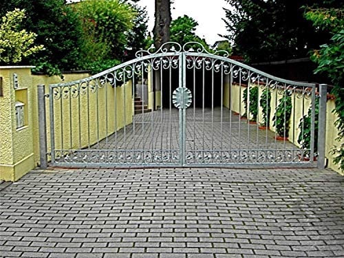 Gartentor Hoftor Einfahrtstor Metall Schmiedeeisen Monaco-GT400/100S Feuer Verzinkt 400 cm breit 4m breit Rundbogen Doppelflügeltor - 722