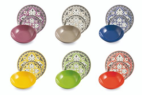 Villa d'Este Home Tivoli - Marocco - Service de Table en Porcelaine/grès - Multicolore - 18 pièces