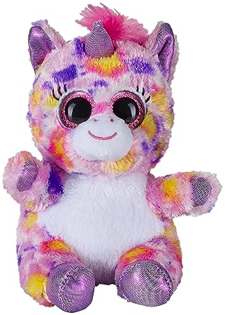 Bauer Spielwaren Blickfänger Glitter Lashy Einhorn: Kuscheltier mit Glitzer-Augen, ideal als Smartphone-Halter, waschbar, 15 cm, pink-bunt (14228)