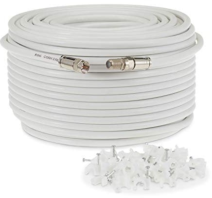 SSL RG6 Satellite Coaxial Cable Extension 3 Meter White Fully Assembled RG6 Satellite Coax TV Lead Kit with Premium Fitted Compression F Connectors for Sky Q HD, Freesat and Virgin Media