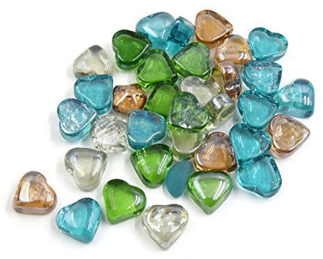 sourcing map 500g Multicolore Pierres De Perles De Galet Verre en Forme de Coeur Décor Aquarium Réservoir de Poissons