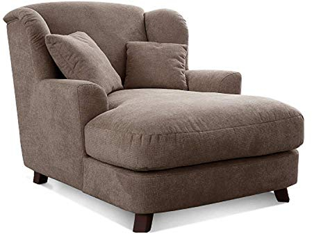 Cavadore XXL-Sessel Assado / Großer Polstersessel mit Holzfüßen und großer Sitzfläche / Inkl. 2 Zierkissen / 109 x 104 x 145 / Webstoff Hellbraun (Taupe)