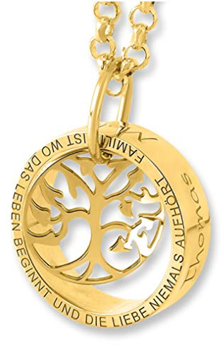 Kette mit Gravur Namenskette Kette mit Namen Familienkette vergoldet Lebensbaum Familienkreis Schmuck für Mutter Geschenk Oma | HANDMADE IN GERMANY