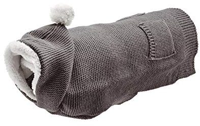 HUNTER Hundepullover RÖGLA, Farbe: grau, leichter Strickpullover mit Plüsch-Kapuze, weich & elastisch, liebevolle Details, natürlicher Bewegungsablauf, hoher, waschbar bei 30°C, Größe: 30