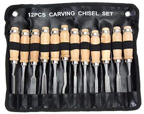 Scalpello da intaglio a mano, 12 pezzi, in acciaio ad alta velocità e puntali in ottone (legno)