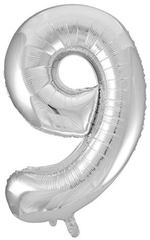 Idena 38234 - Folienballon Zahl, Größe ca. 65 x 105 cm, Silber, ungefüllt, für Helium und Luft geeignet, Zahlenballon, Lebensjahr, Jubiläum, Geburtstag, Geschenk, Dekoration, Party