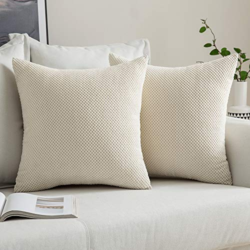 MIULEE 2er Set Kissenbezüge Dekokissen Körnig Dekorativ Kissenbezug Kissenhülle Sofakissen Deko Bezug Weich Zierkissen Kissen für Wohnzimmer Schlafzimmer 45x45cm Beige