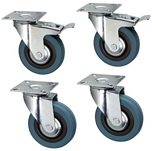SET 4 Stück Transportrollen Laufrollen Möbelrollen 50 mm 75 mm 100 mm (75 mm, 2x ohne Bremse + 2x mit Bremse)