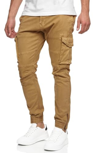 Indicode Herren Alex Cargohose Freizeithose aus 98% Baumwolle mit 6 Taschen